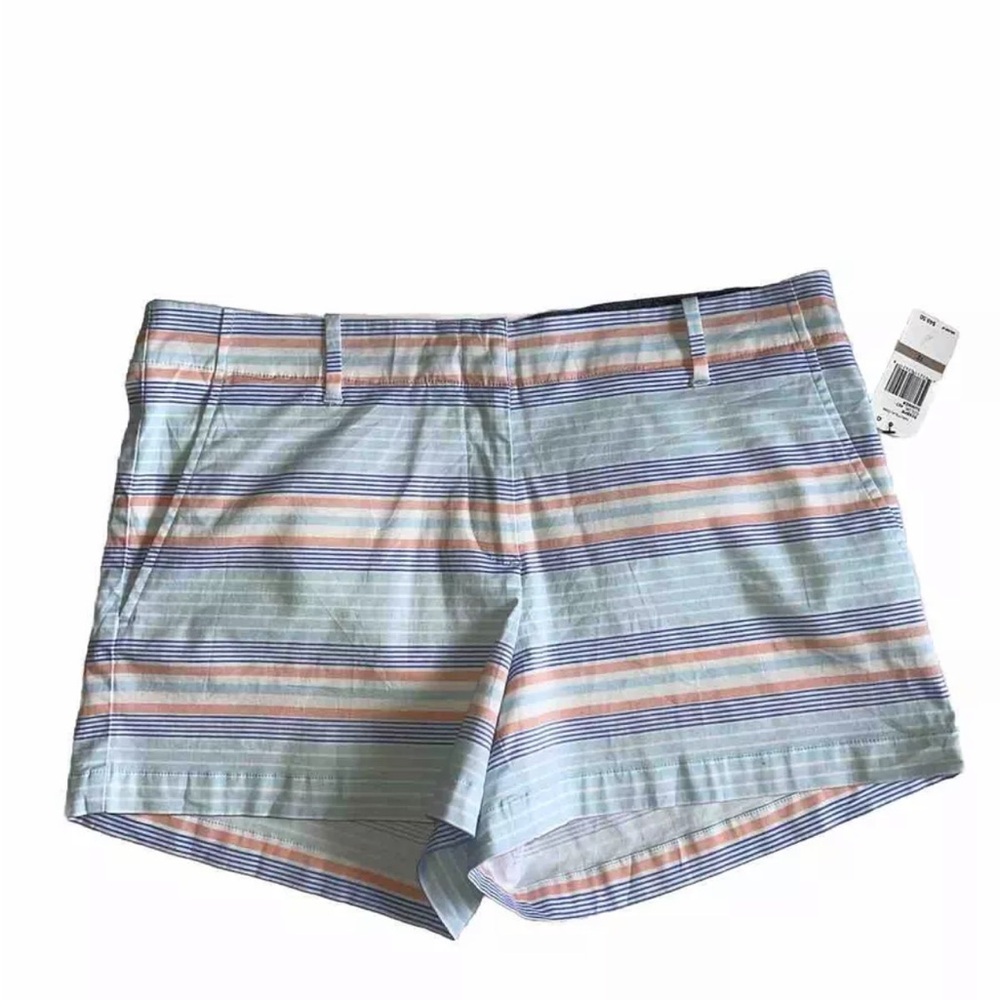 New with Tags Nautica Stretch Twill Shorts Striped Blue & Coral Women’s Size 12